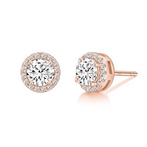 EAMTI 925 Sterling Silver Rose Gold Stud Earrings for Women 0.5CT Round Cut Cubic Zirconia CZ Stud Earrings Gold Plated Stud Earrings Men Hypoallergenic