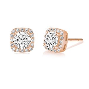 EAMTI 925 Sterling Silver Rose Gold Stud Earrings for Women 0.5CT Square CZ Stud Earrings Cubic Zirconia Stud Earrings Men Hypoallergenic